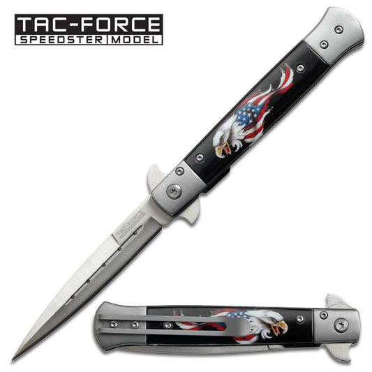 Italian Stiletto Style Spring Assisted Opening - Eagle USA Flag