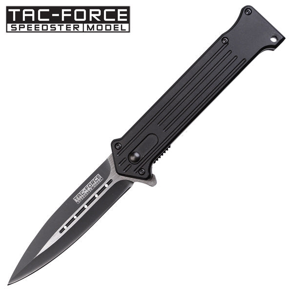 All Black Double Edged Joker Assisted Opening Knife With Two Tone Blade - TOPHATTER'S ARMORY DEALS