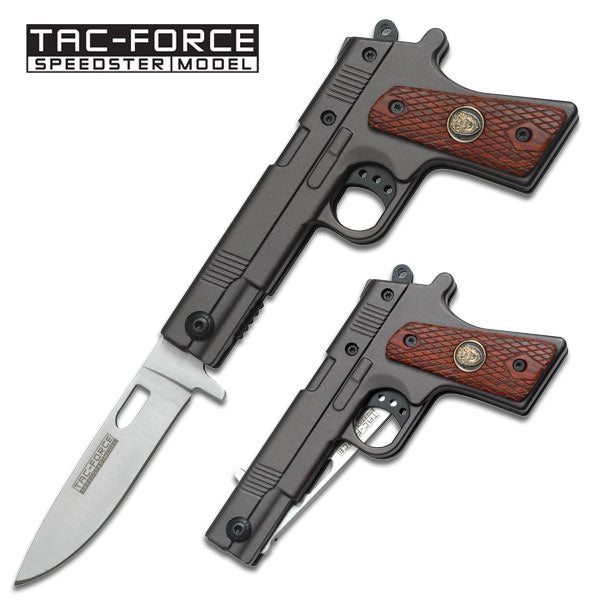 " Police " Law Enforcement Gun Handle Design Spring Assisted Knife - TOPHATTER'S ARMORY DEALS