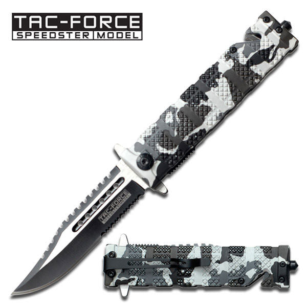 Spring Assist - 'Legal Auto Knife' - Snow Camo Tactical Rescue Fighter - TOPHATTER'S ARMORY DEALS