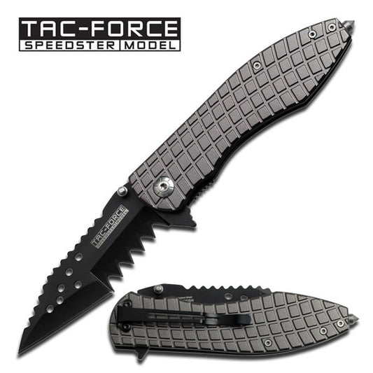 Grey Mutilator Spring Assisted Opening Pocket Knife - 5 Inch