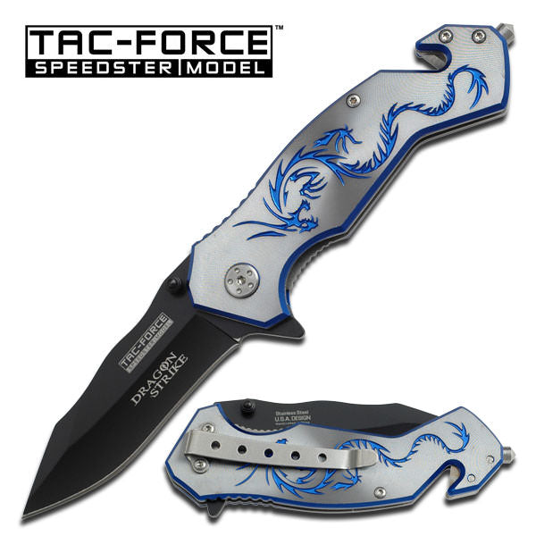 Blue Dragon Tactical Rescue Folder Spring Assist Knife - TOPHATTER'S ARMORY DEALS