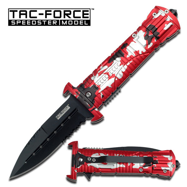 Spring Assist Knife Dagger Style Blade 5 Inch Closed With Glass Breaker