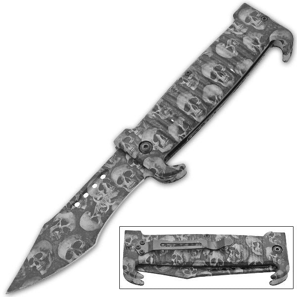 Undead Gasher Zombie Slayer Death Curve Spring Assisted Knife - TOPHATTER'S ARMORY DEALS