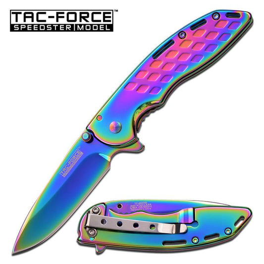 Speedster Model Action Spring Assist Knife Rainbow Titanium