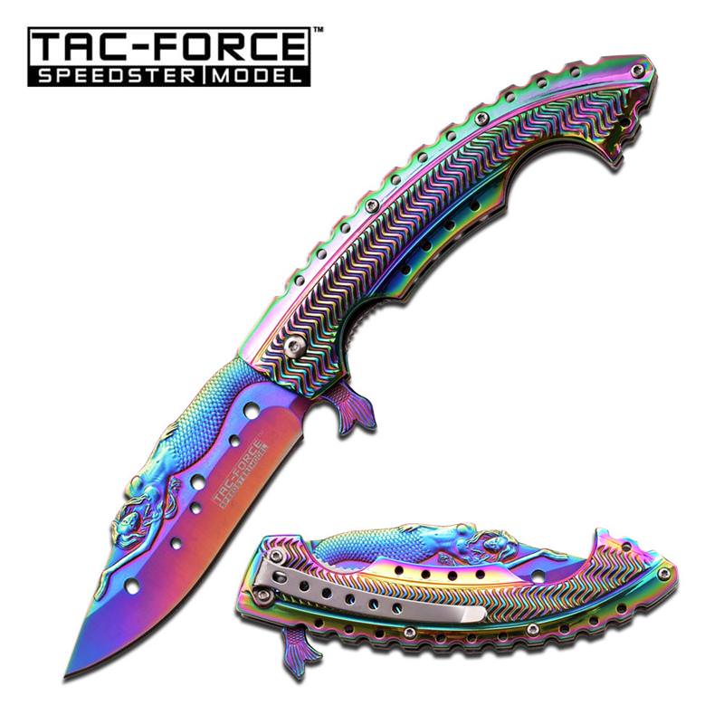 Rainbow Titanium Mermaid Rescue Survival Assisted Opening Knife - TOPHATTER'S ARMORY DEALS