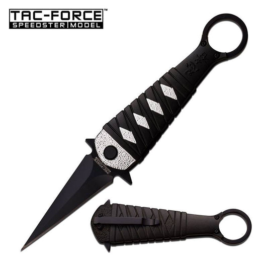 Assisted Open Ninja Stiletto Ring Fighter Pocket Knife Silver