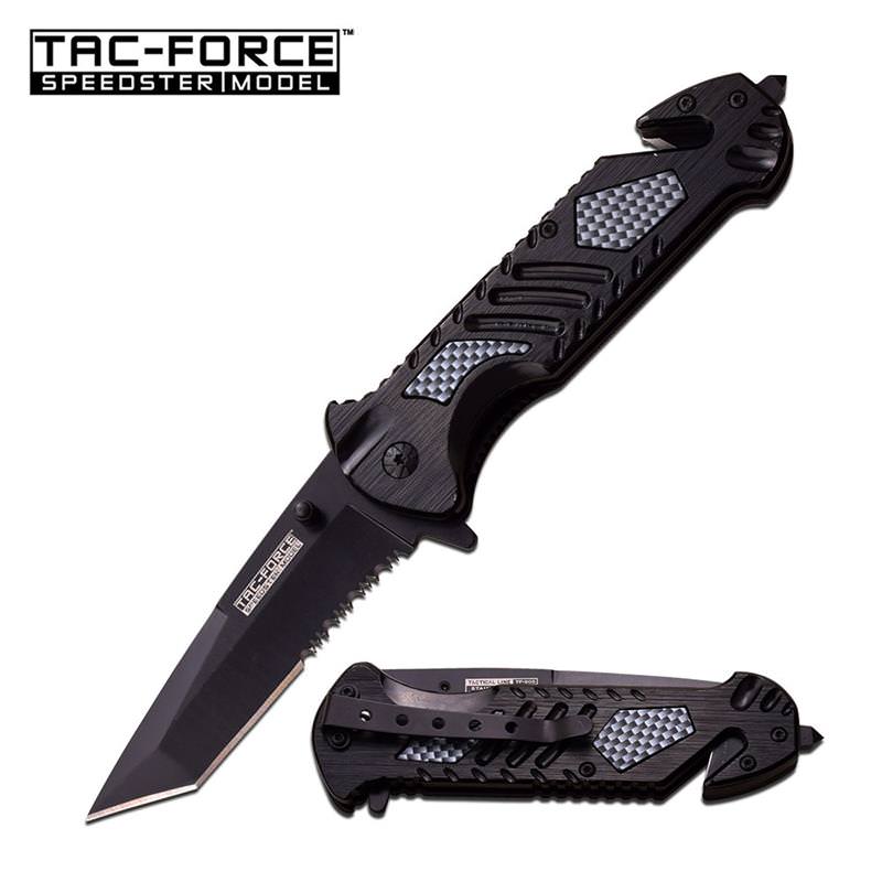 Tac Force Black Carbon Fiber Tanto Blade Tactical Rescue Spring Assist Knife - TOPHATTER'S ARMORY DEALS