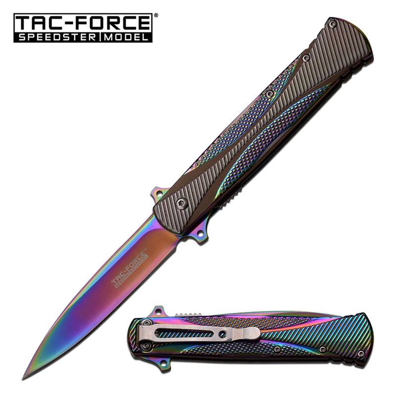 Tac-Force Rainbow Blade 5 Inch Spring Assisted Knife - TOPHATTER'S ARMORY DEALS