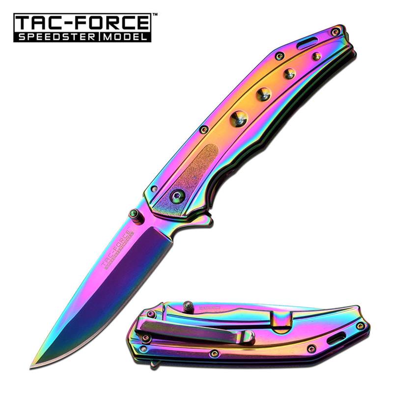 Tac Force 4.5" Closed Tactical Rainbow Spring Assist Knife Slim Blade