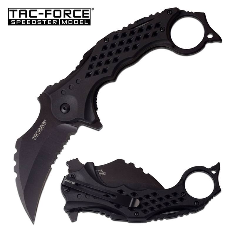 Tac-Force 3" Black Serrated Blade Karambit Tactical Spring Assist Knife - TOPHATTER'S ARMORY DEALS