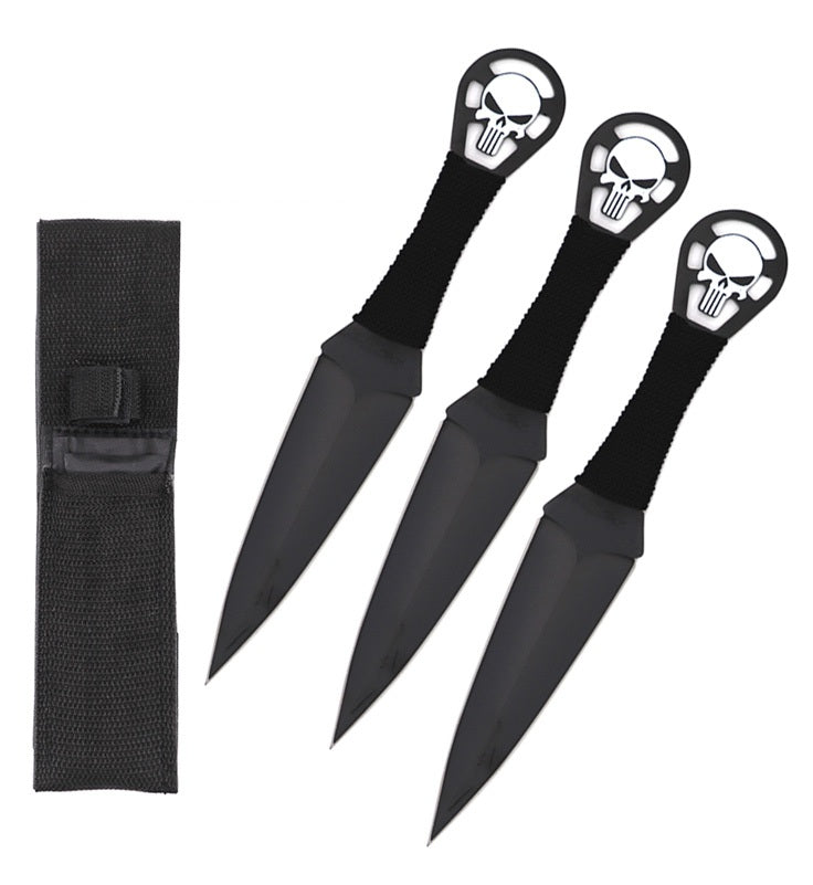 9 Inch Black Punisher Skull Throwing Knives 3 Pc Set - TOPHATTER'S ARMORY DEALS