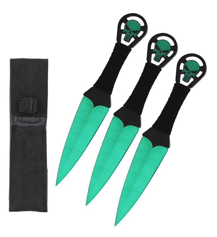9 Inch Green Punisher Skull Throwing Knives 3 Pc Set - TOPHATTER'S ARMORY DEALS
