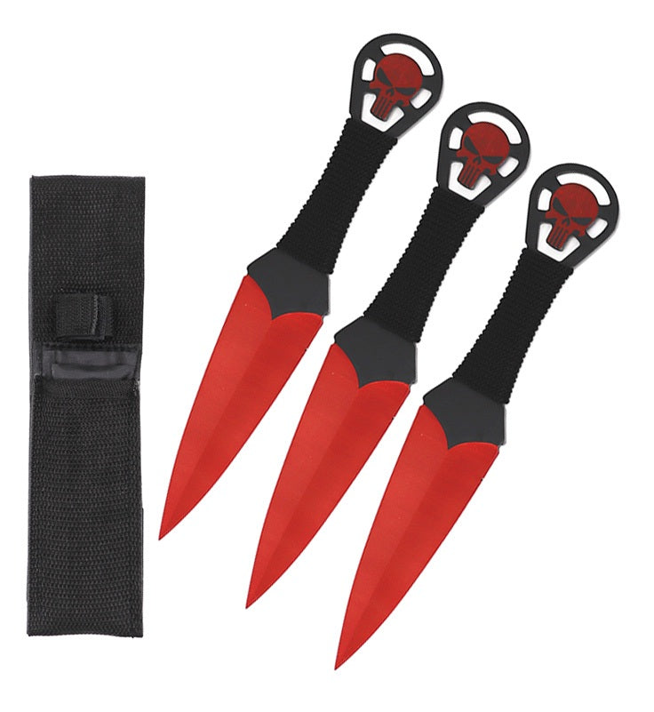 9 Inch Red Punisher Skull Throwing Knives 3 Pc Set - TOPHATTER'S ARMORY DEALS