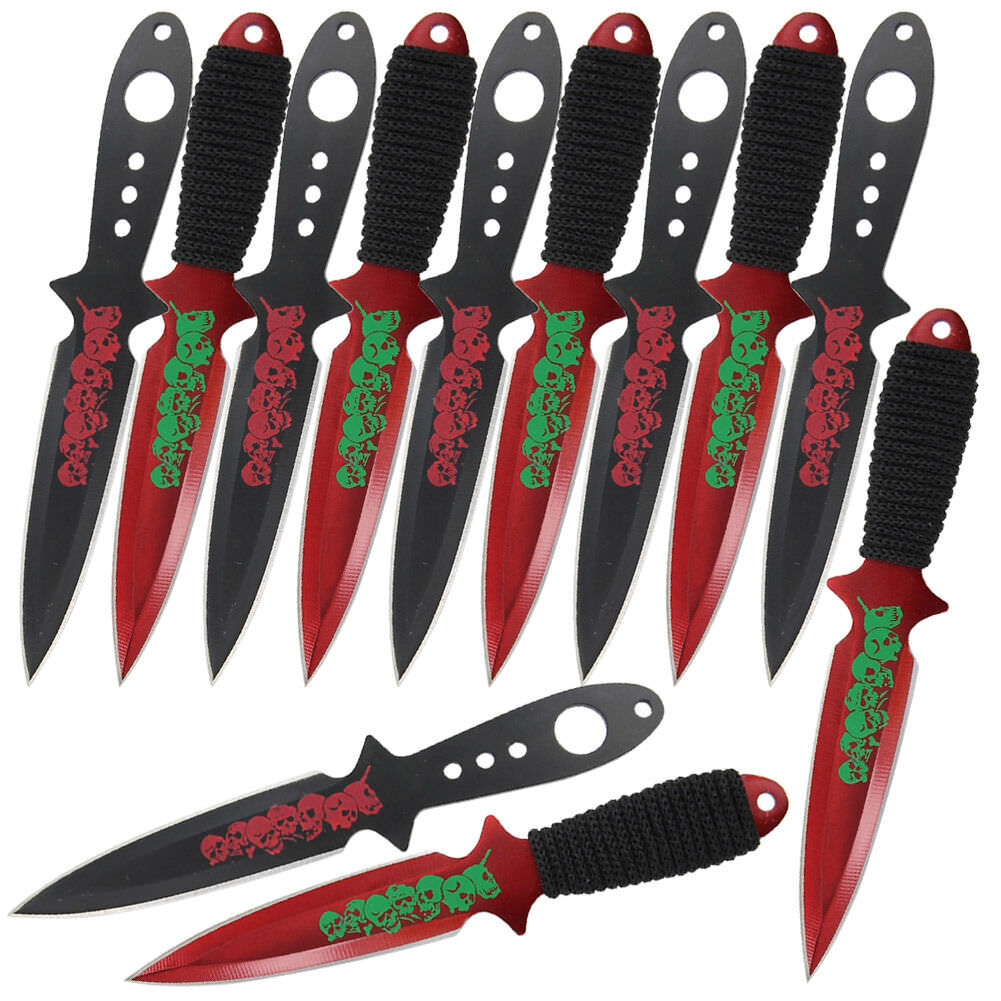 Ninja Mass Grave Martial Arts Steel Practice Throwing Target Knives 12 Piece Set