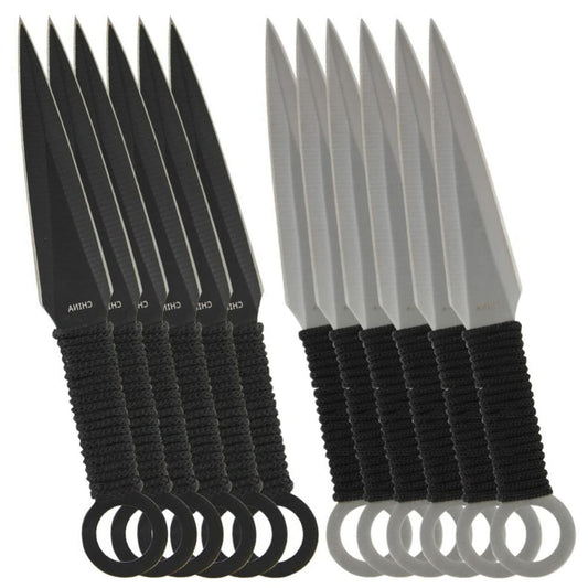Light & Dark Kunai Throwing Knife 12 Piece Set With Pouch