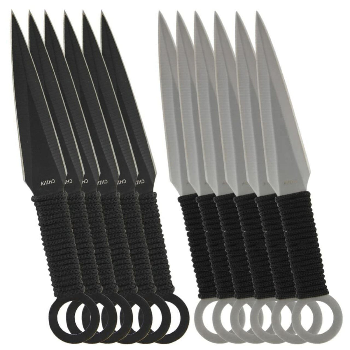 Light & Dark Kunai Throwing Knife 12 Piece Set With Pouch - TOPHATTER'S ARMORY DEALS