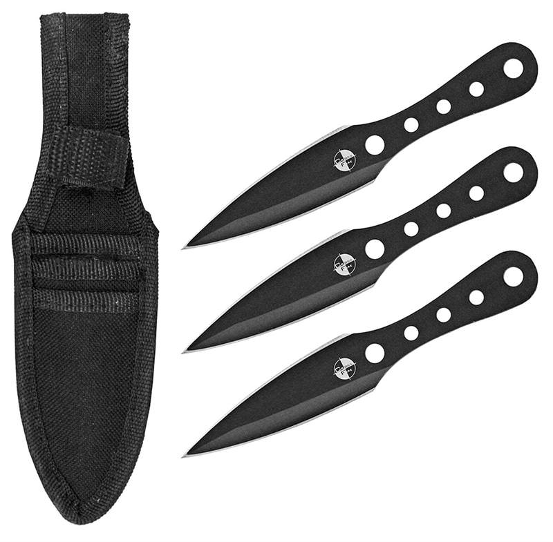 3 Pcs Black Tactical Throwing Knife Set 6.5 Inch Overall