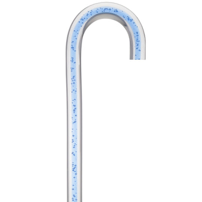 Clear Ocean Cane: Blue Streak w/ Floating Bubbles in Clear Shaft