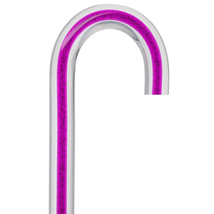 Amethyst Trace Cane: Purple Streak w/ Floating Bubbles in Clear Shaft