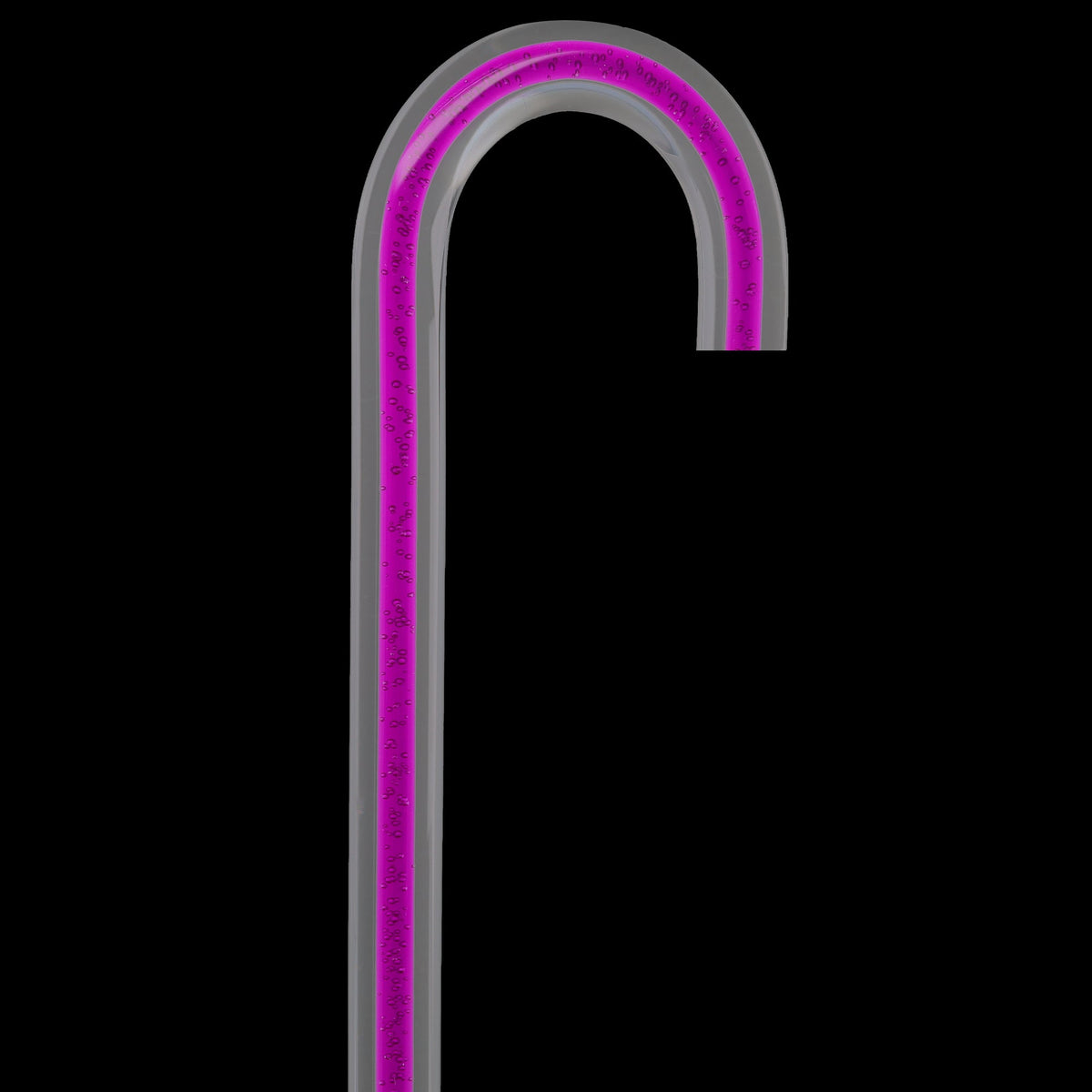 Amethyst Trace Cane: Purple Streak w/ Floating Bubbles in Clear Shaft