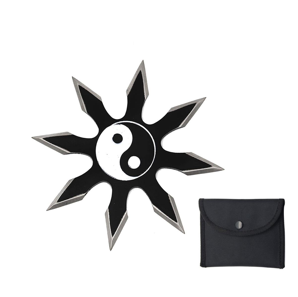 8 Point Black Silver Ying Yang Shuriken Throwing Ninja Star - TOPHATTER'S ARMORY DEALS