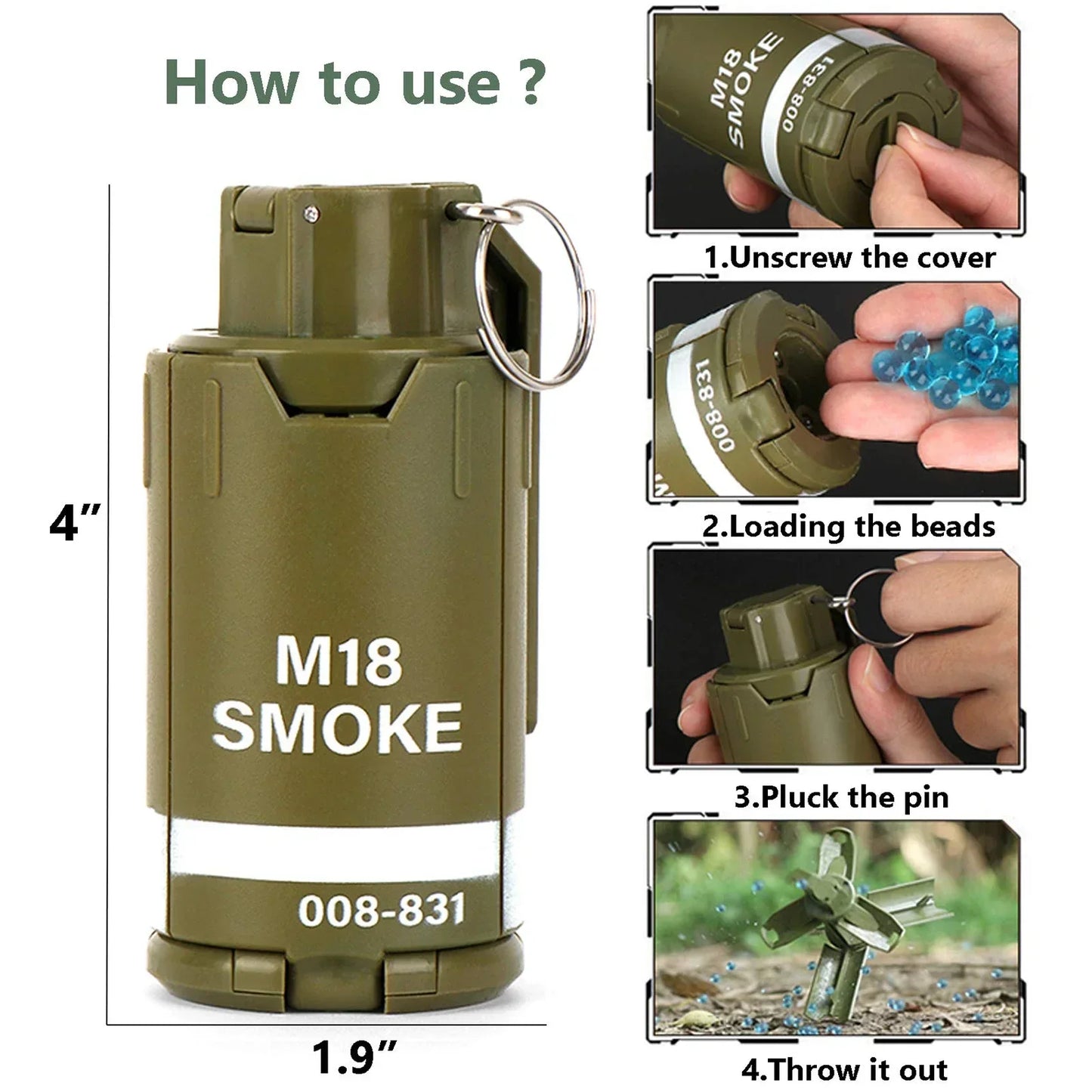 Tactical Hand Grenade Toy for Water Beads Battle