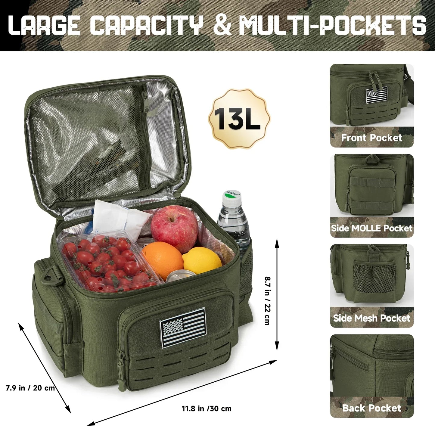Tactical Lunch Box Heavy Duty Cooler Bag (Green)