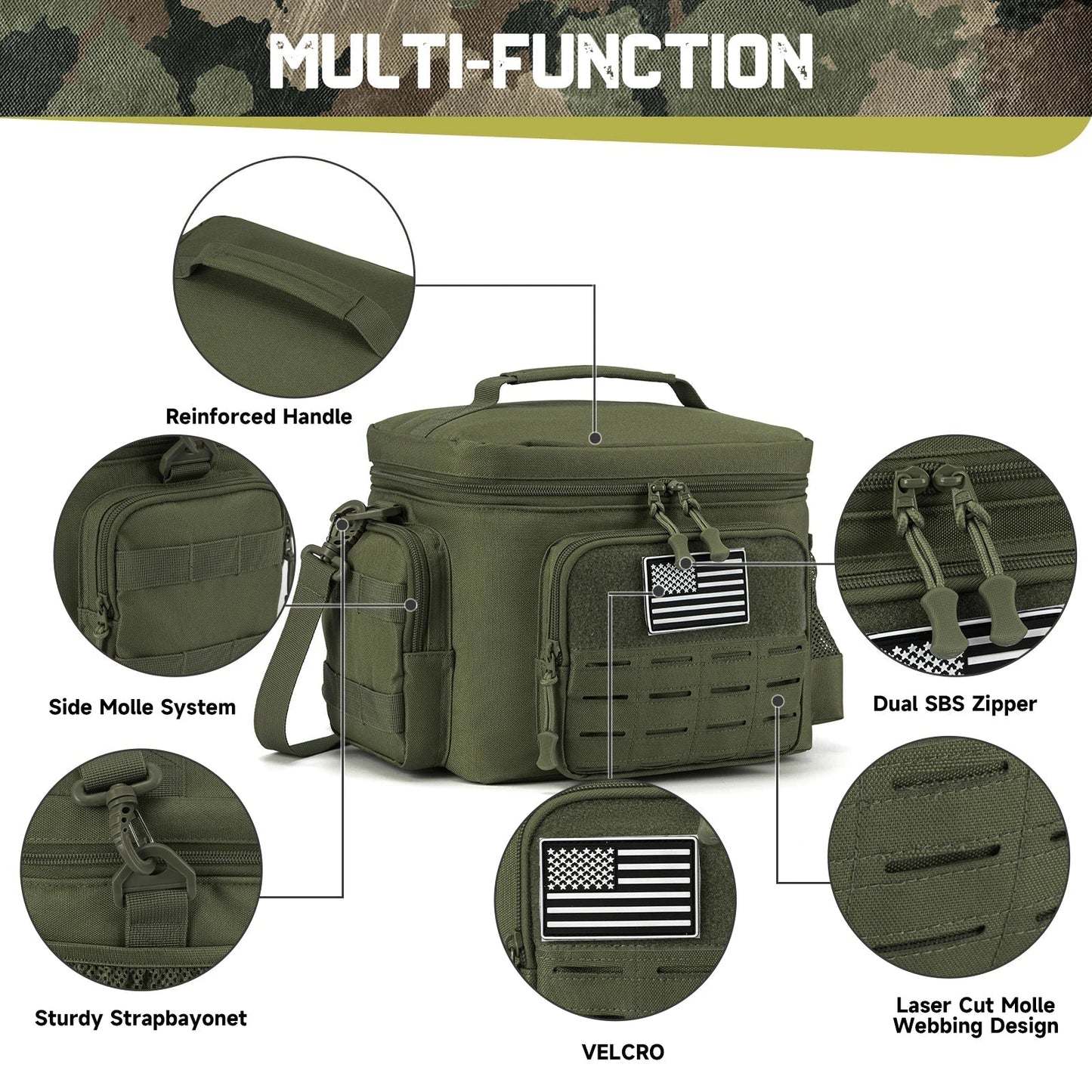 Tactical Lunch Box Heavy Duty Cooler Bag (Green)