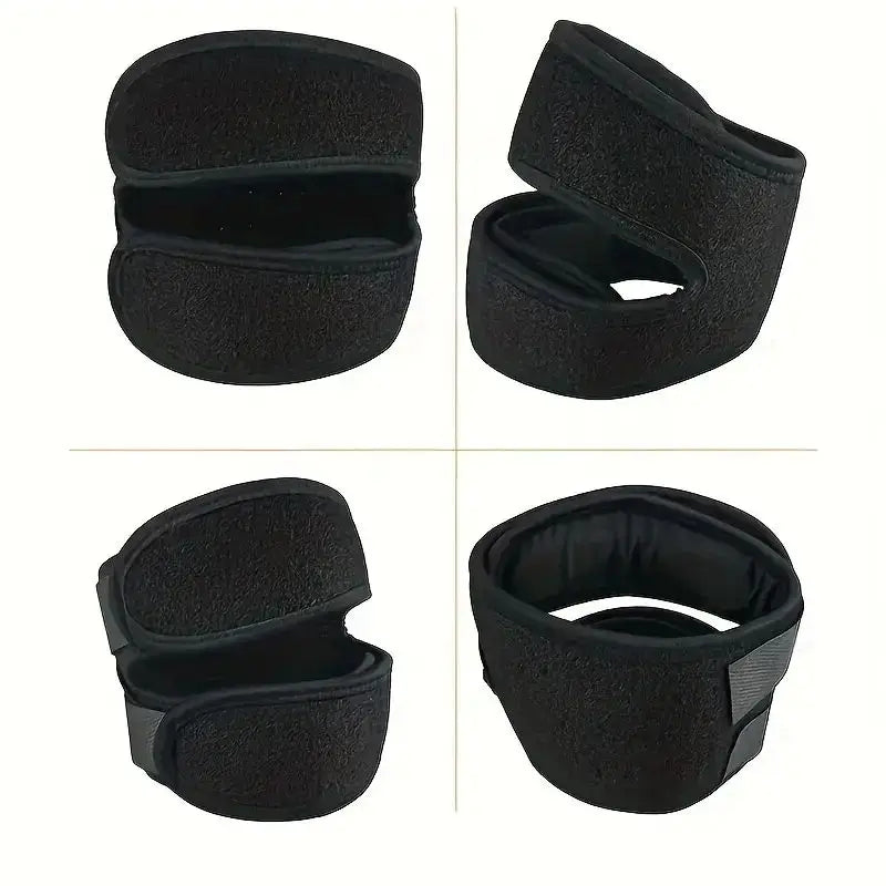 2pcs Adjustable Patella Knee Support Brace Dual Strap Protector Black
