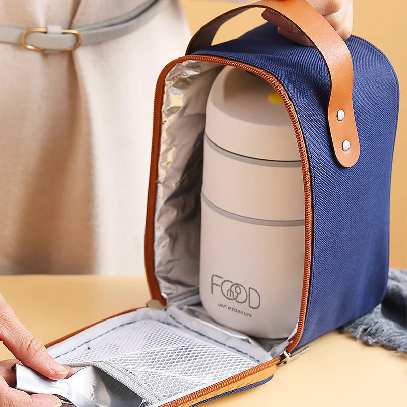 680ml Stainless Steel Thermal Porridge Cup Insulated Lunch Box White