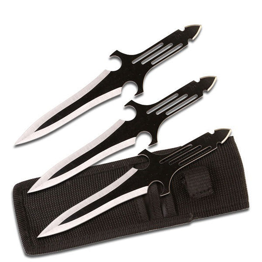 3 Pcs 8 Inch Throwing Knives Set with Sheath Two Tone Blades