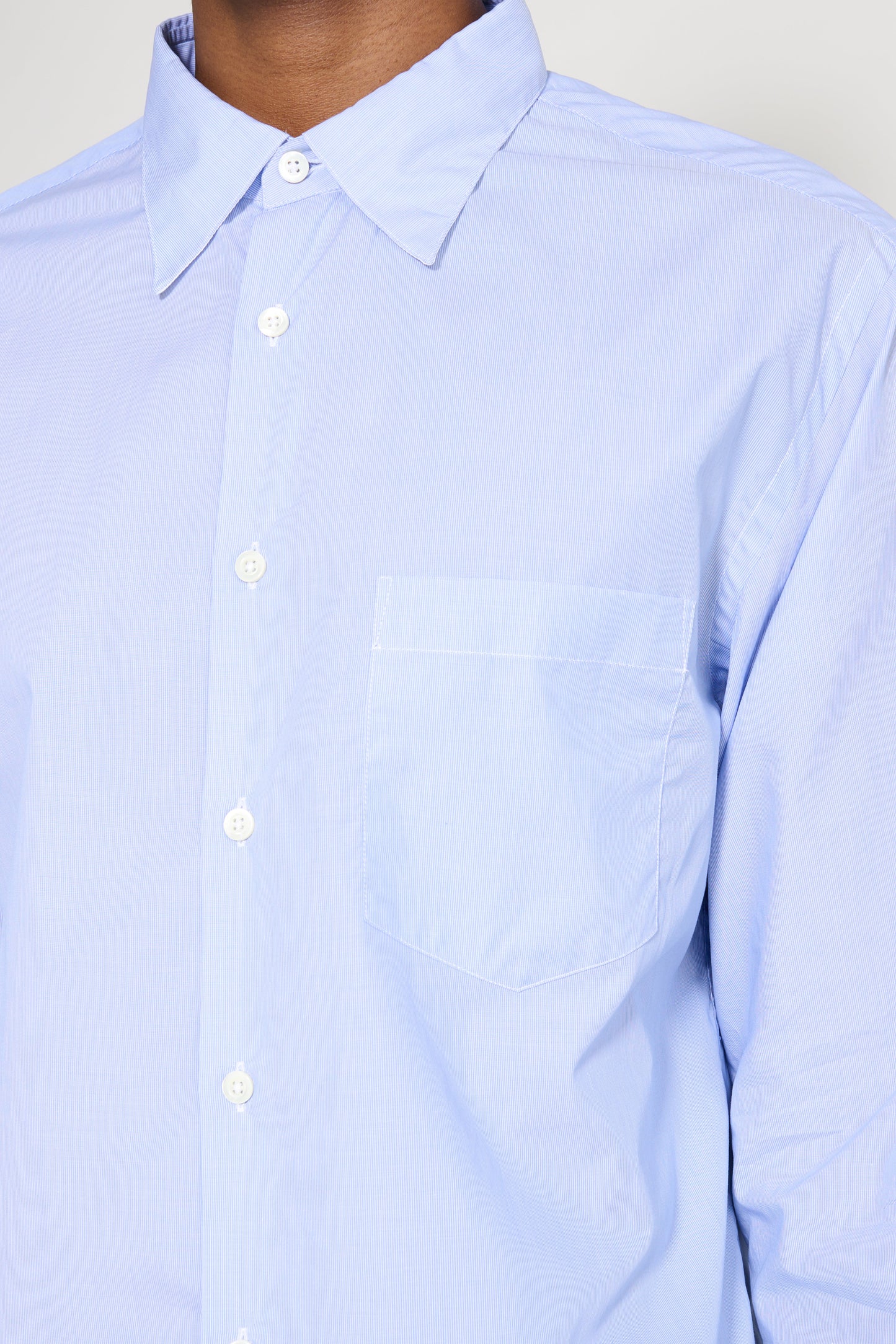 TRES BIEN ATELJÉ Pleated Classic Shirt Blue Stripe