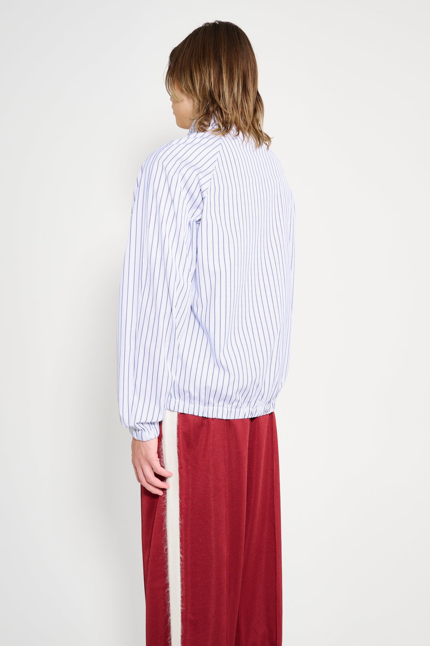 Très Bien Warm Up Shirt Jacket Stripe White / Blue