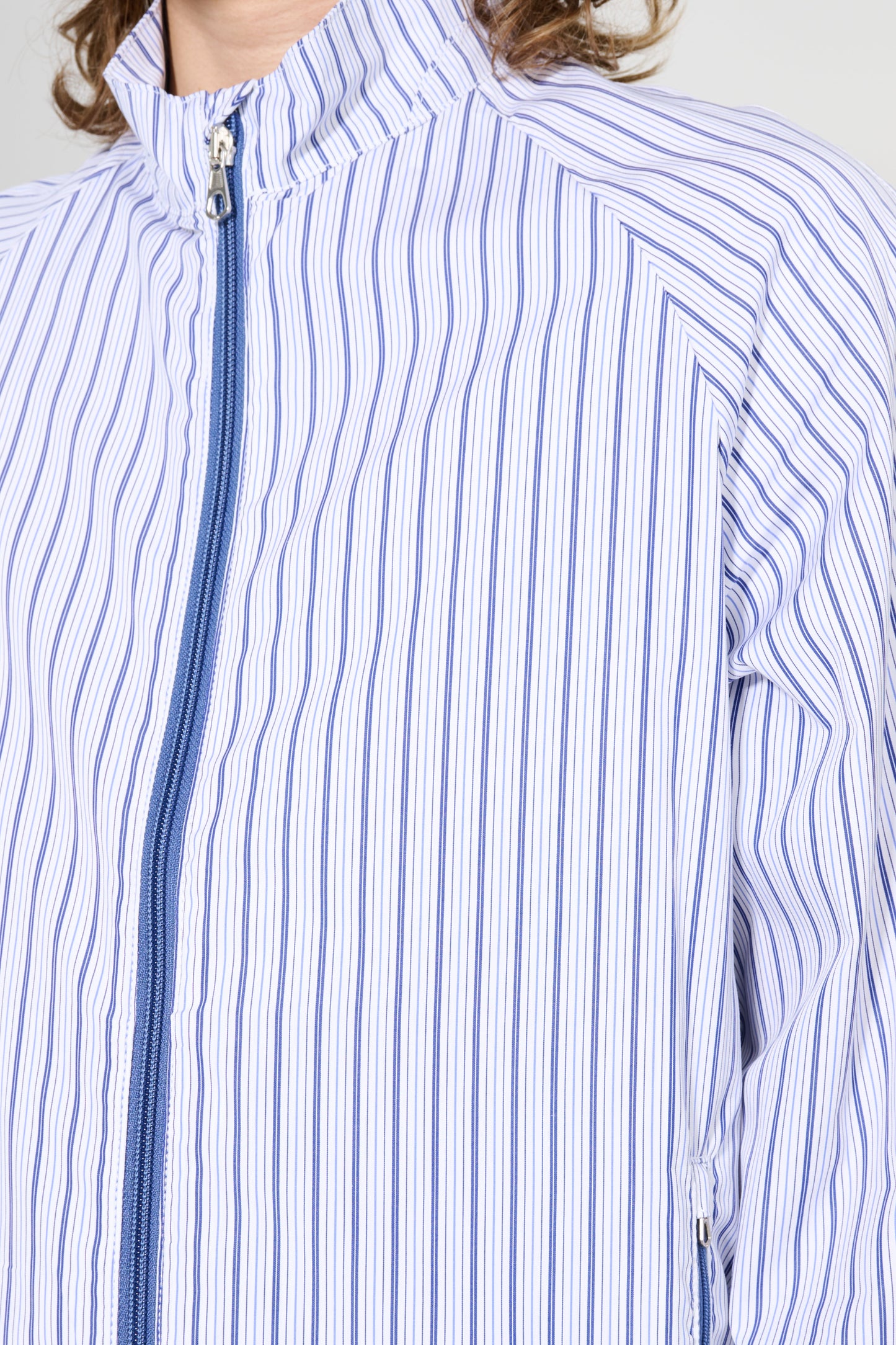 Très Bien Warm Up Shirt Jacket Stripe White / Blue