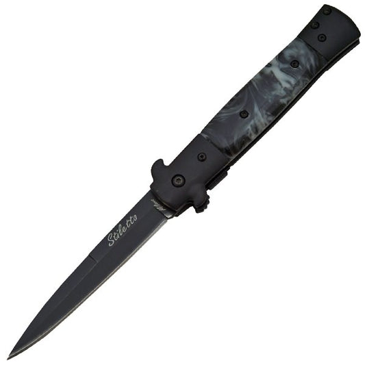 9 Inch Italian Stiletto Style Tactical Spring Assisted Open Pocket Knife