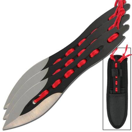 Triple Threat 3 Pc Fantasy Throwing Knife Set With Red Tassel - TOPHATTER'S ARMORY DEALS