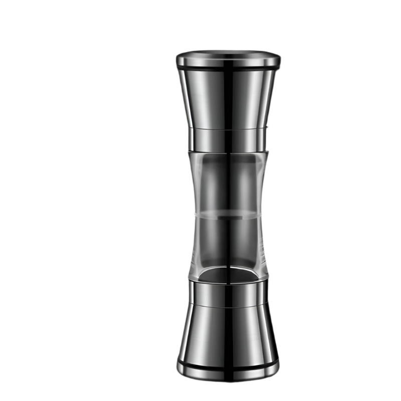 2-in-1 Stainless Steel Pepper Grinder Double-Head Manual Spice Mill Silver