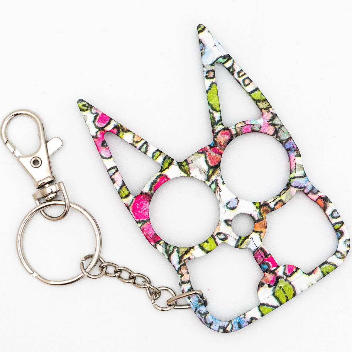 Bubbly Cat Self Defense Keychain - Floral Design - TOPHATTER'S ARMORY DEALS