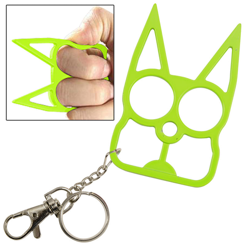 Cat Self Defense Knuckle Key Chain Neon Green - TOPHATTER'S ARMORY DEALS