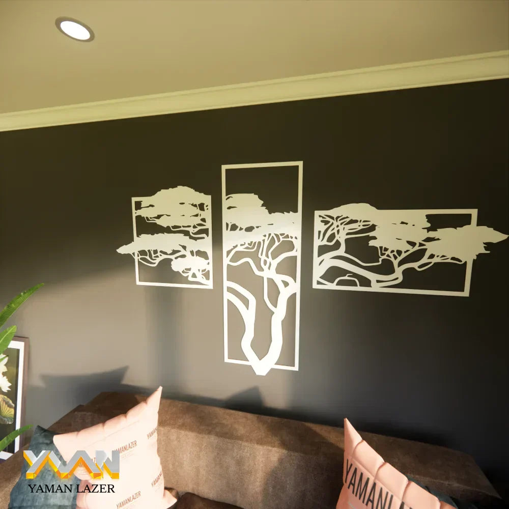 Modern 3-Pieces Wooden Wall Art