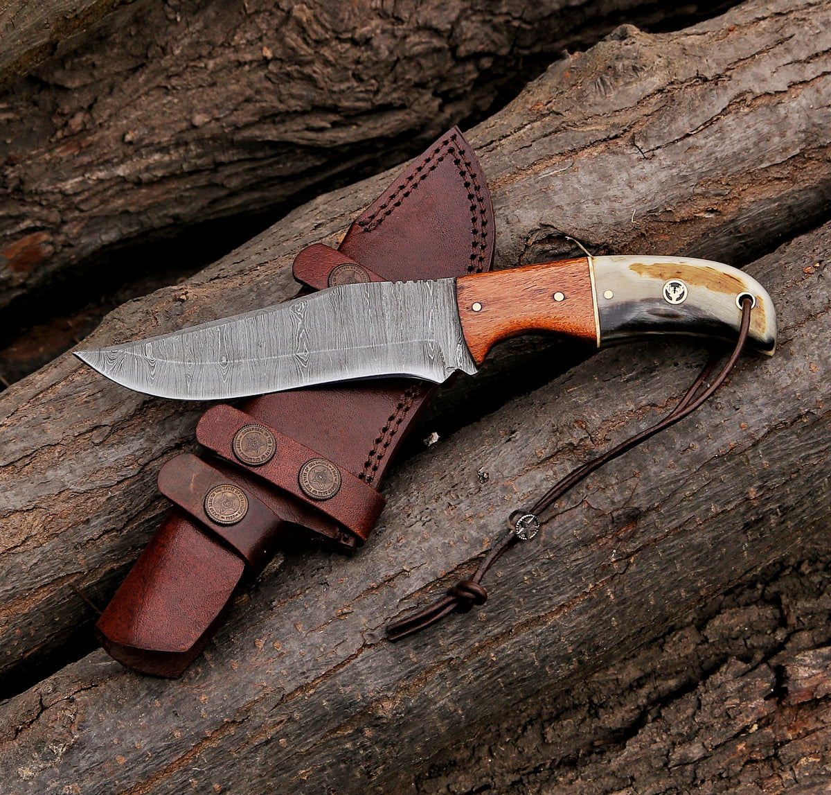 10" Custom Handmade Damascus Steel Hunting Skinning Knife Ram - TOPHATTER'S ARMORY DEALS