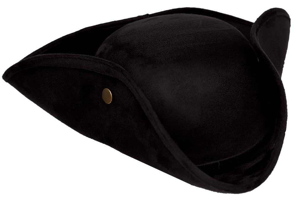 Faux Suede Tri Corner Hat-Black