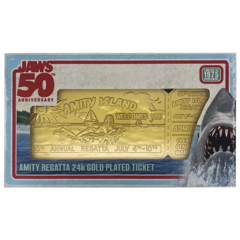 Jaws 50th Anniversary 24k Gold Plated Regatta Ticket Collectible