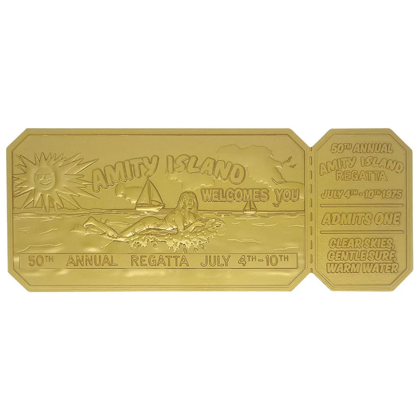 Jaws 50th Anniversary 24k Gold Plated Regatta Ticket Collectible