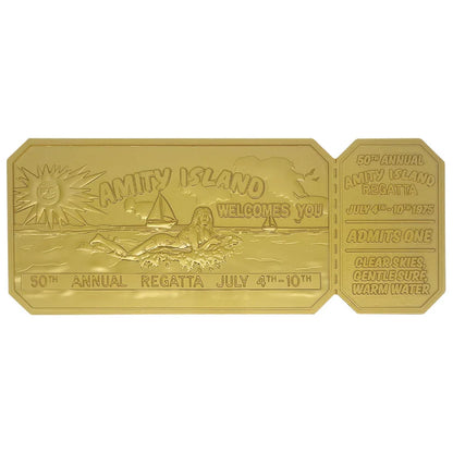 Jaws 50th Anniversary 24k Gold Plated Regatta Ticket Collectible