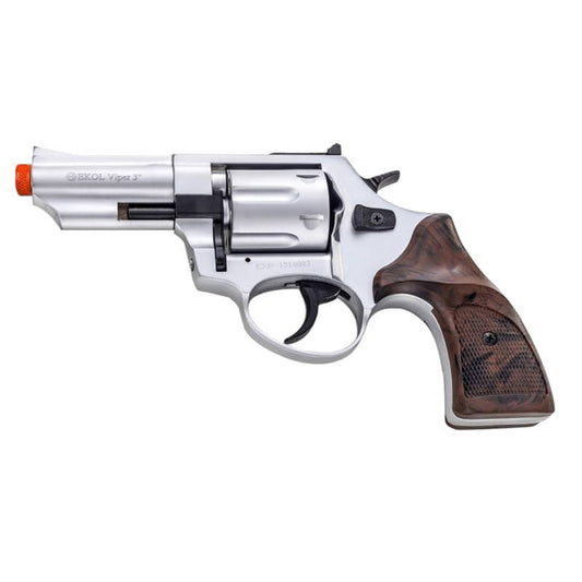 Viper Nickel Finish 9mm Front Firing Blank Revolver 3 Inch Barrel
