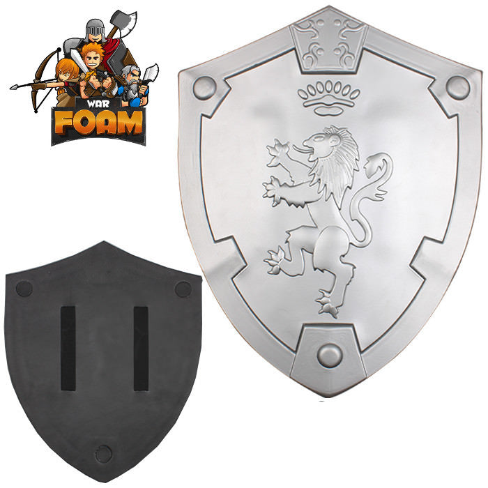 Silver Rampant Lion Bravery Medieval Battle Foam Cosplay Shield - TOPHATTER'S ARMORY DEALS