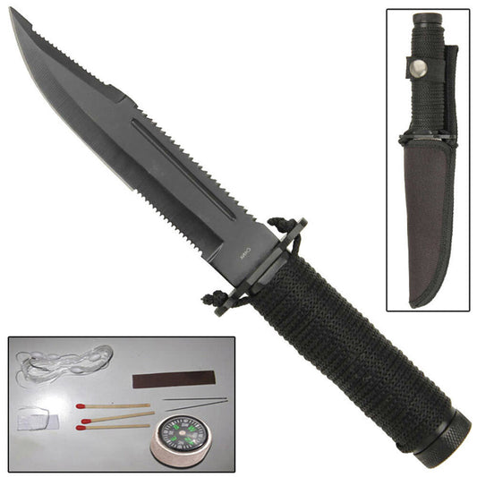 Mini Hunter Paracord Outdoor Survival Clip Point Partially Serrated Blade Knife