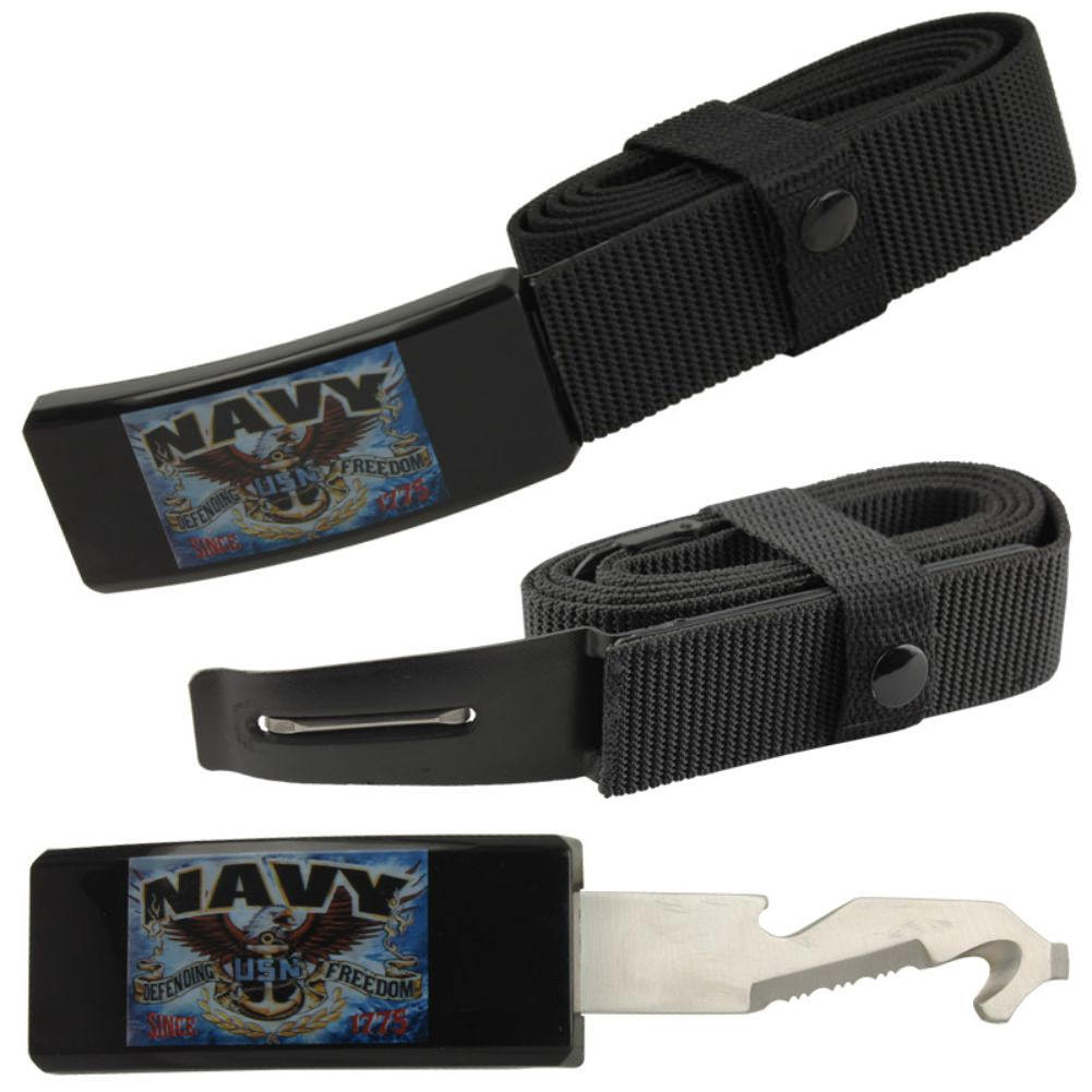 Navy Adjustable Nylon Covert Belt Knife Self Defense Hidden Blade